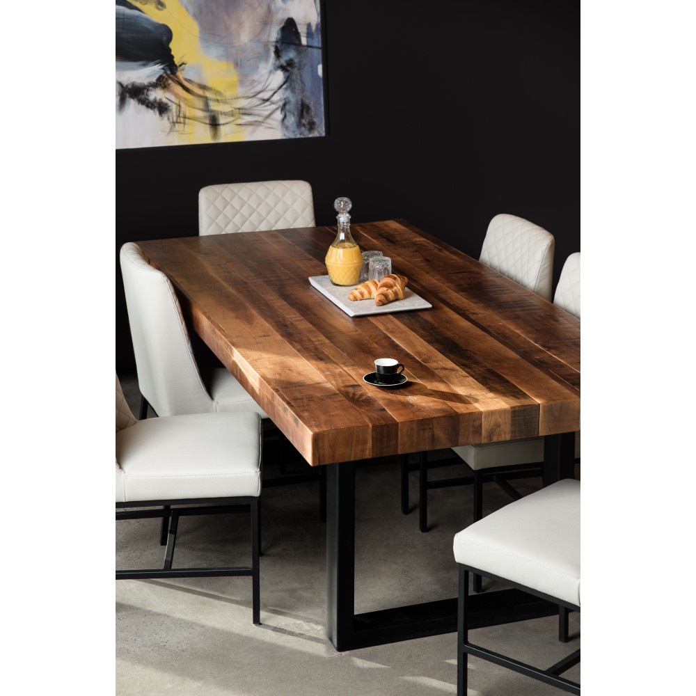 Dubový jídelní stůl 200×100 cm, černá podnož